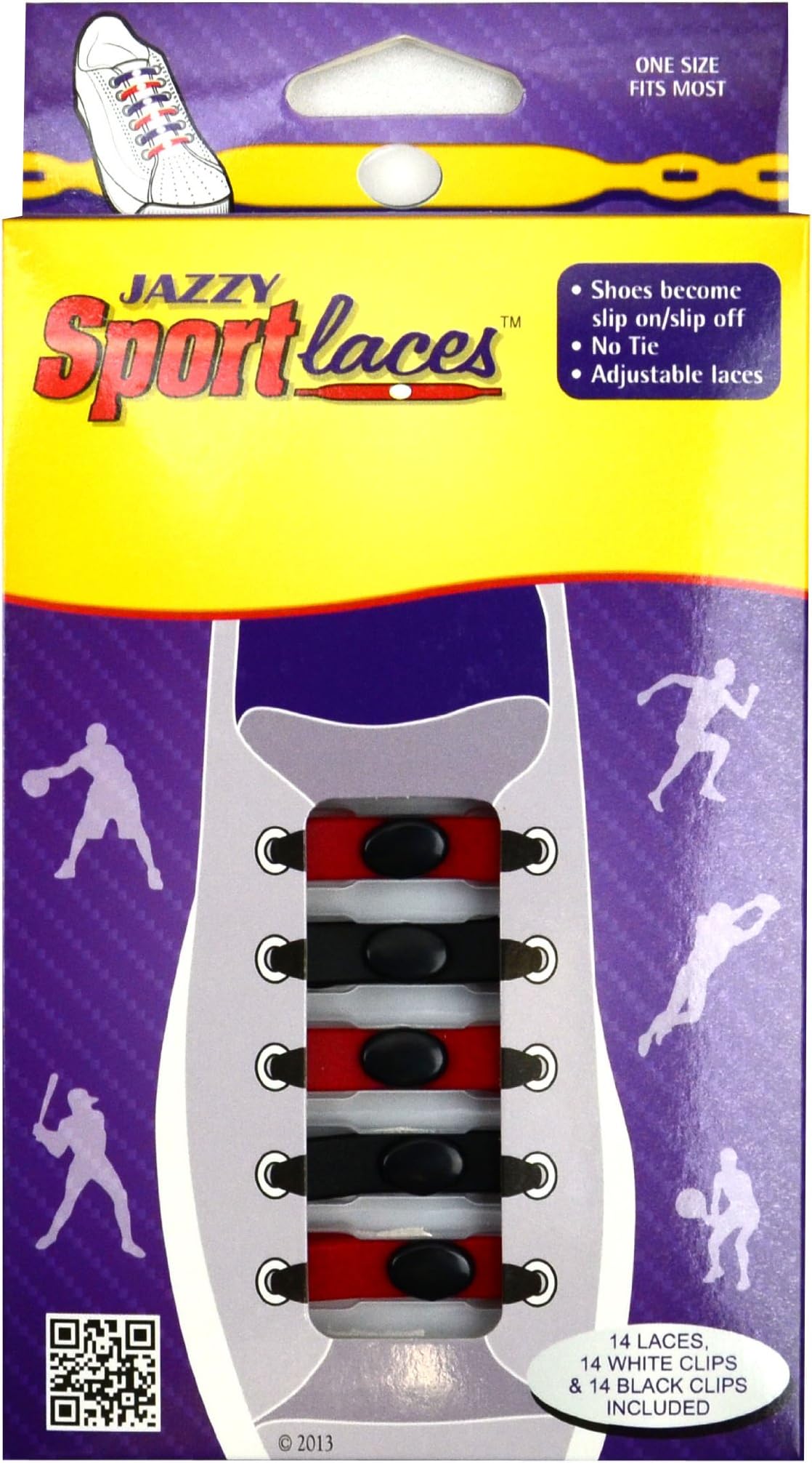 Jazzy Sport Laces - No Tie - 29 Fanwear Colors (Red/Black)