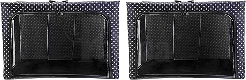 Cajas de almacenamiento de tela Oxford con marco de acero, debajo de la cama o en el armario, paquete de 2 organizadores grandes (lunares) disponible en Yaxa Mexico