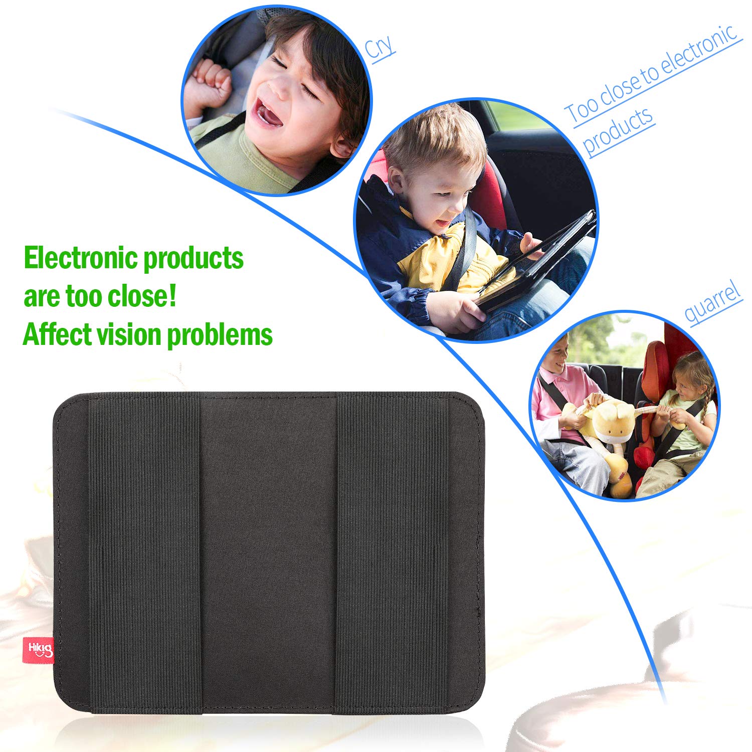 Hikig Supporto per poggiatesta lettore DVD auto, supporto universale per auto per lettore DVD portatile da 7 a 11 pollici con schermo girevole - nero