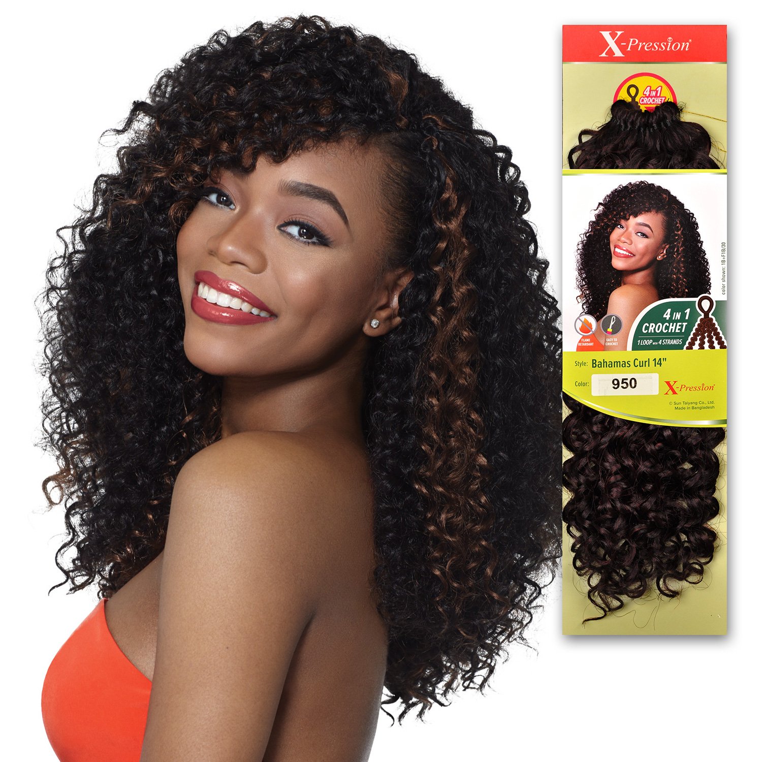 Amazon.com : Outre Synthetic Hair Crochet Braids X-Pression Braid 4 In 1  Loop Bahamas Curl 14" (1-Pack, 950) : Beauty & Personal Care
