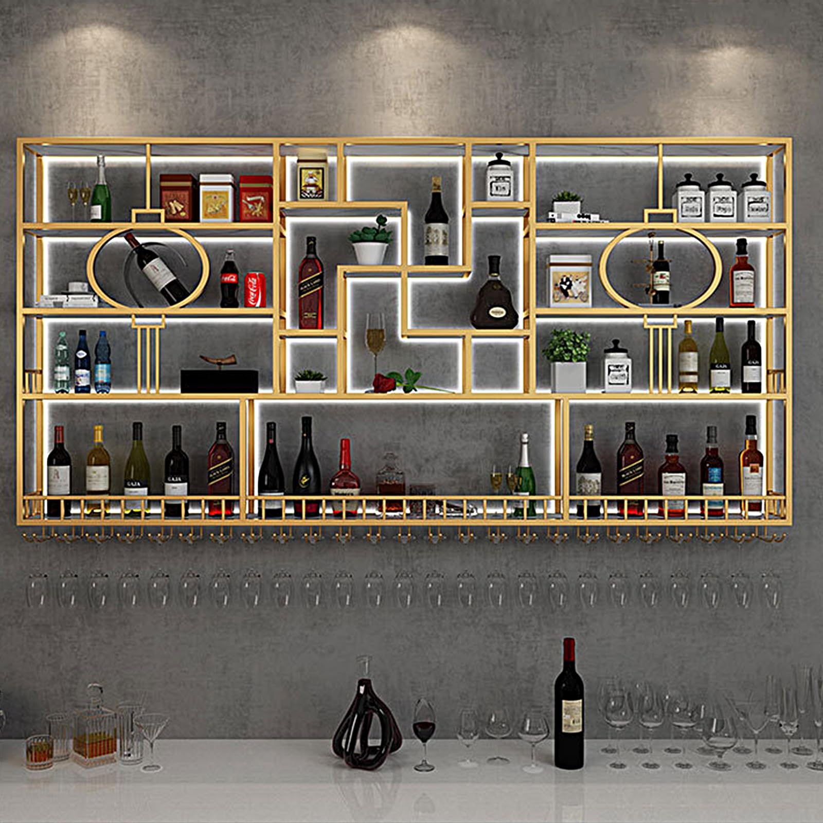 Wall Mount Wine Rack GOLASON Wall Mounted Wine Rack With Glass