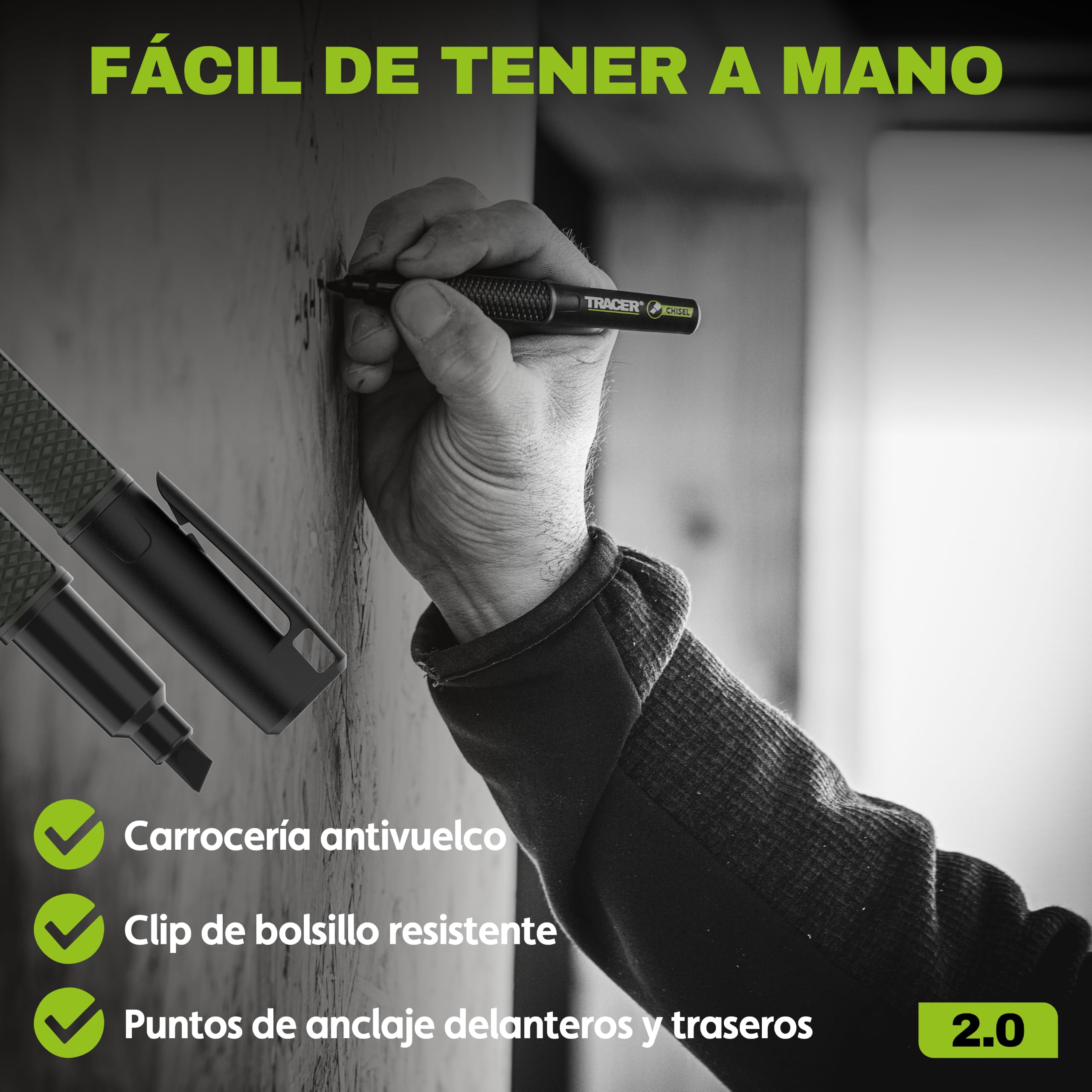 Tracer 2.0 Marcador permanente con punta de cincel, 36 piezas, negro