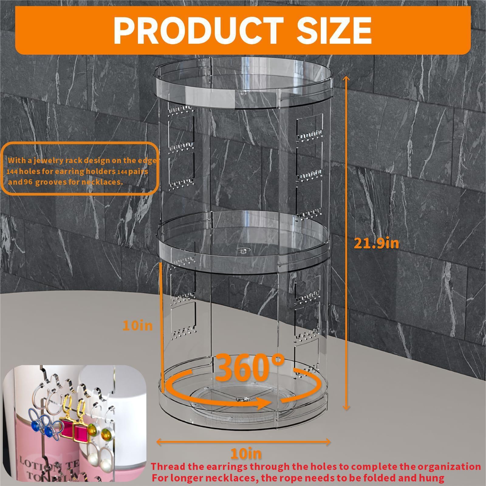 Cq acrylic 360 Degree Rotating Makeup Organizer Countertop For Vanit,3 Tier Clear Plastic Spinning Skincare Organizer for Perfume,Skin Care,Beauty Product Bathroom Organizer and Make up Shelf,Set of 1