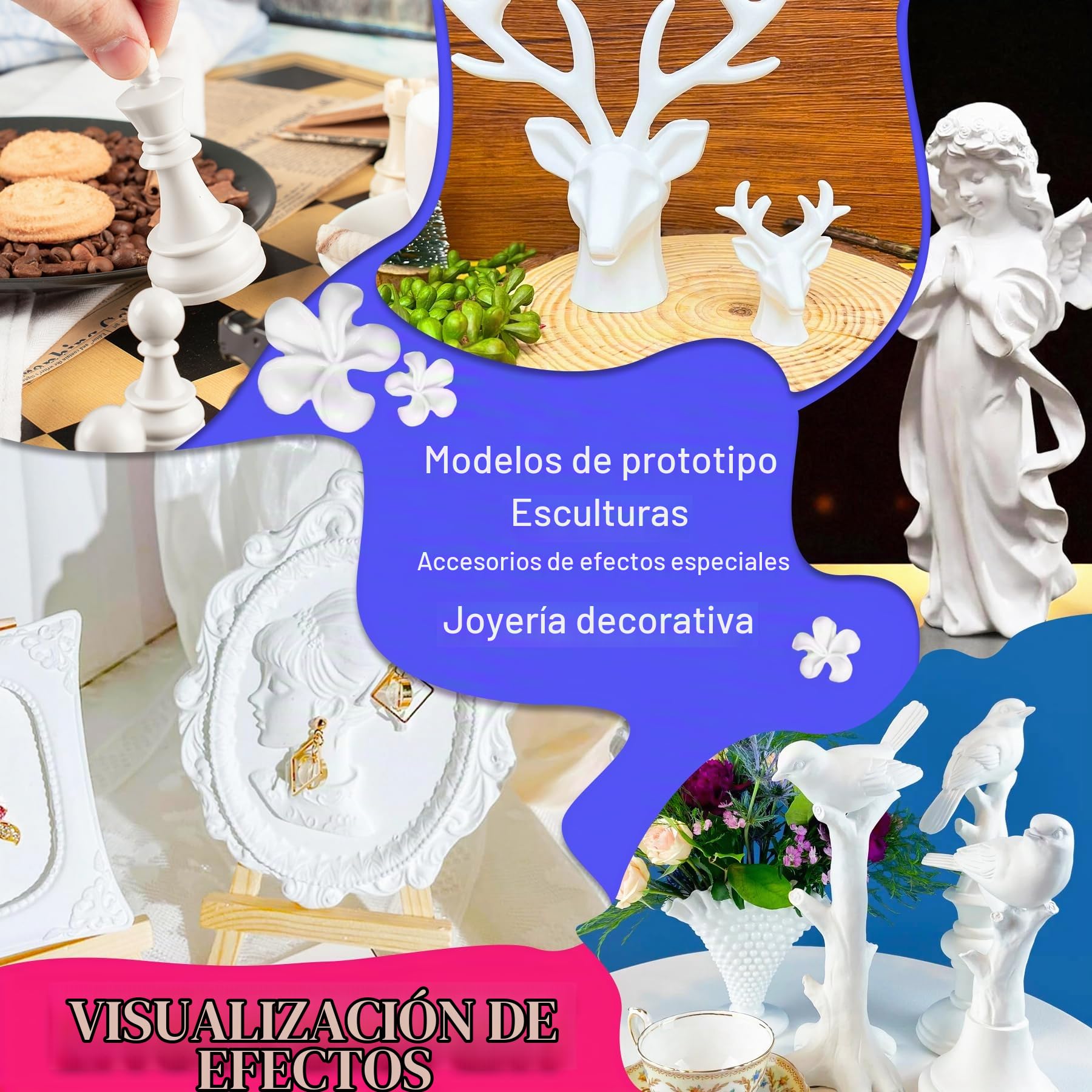 Resina de Poliuretano - Kit de Resina de Fundición 2 Componentes de 2000g de Curado Rápido, Resina Blanca para Pintar, Baja Viscosidad y Bajo Olor, Adecuada para Fundir Modelos, Prototipos, Figuras