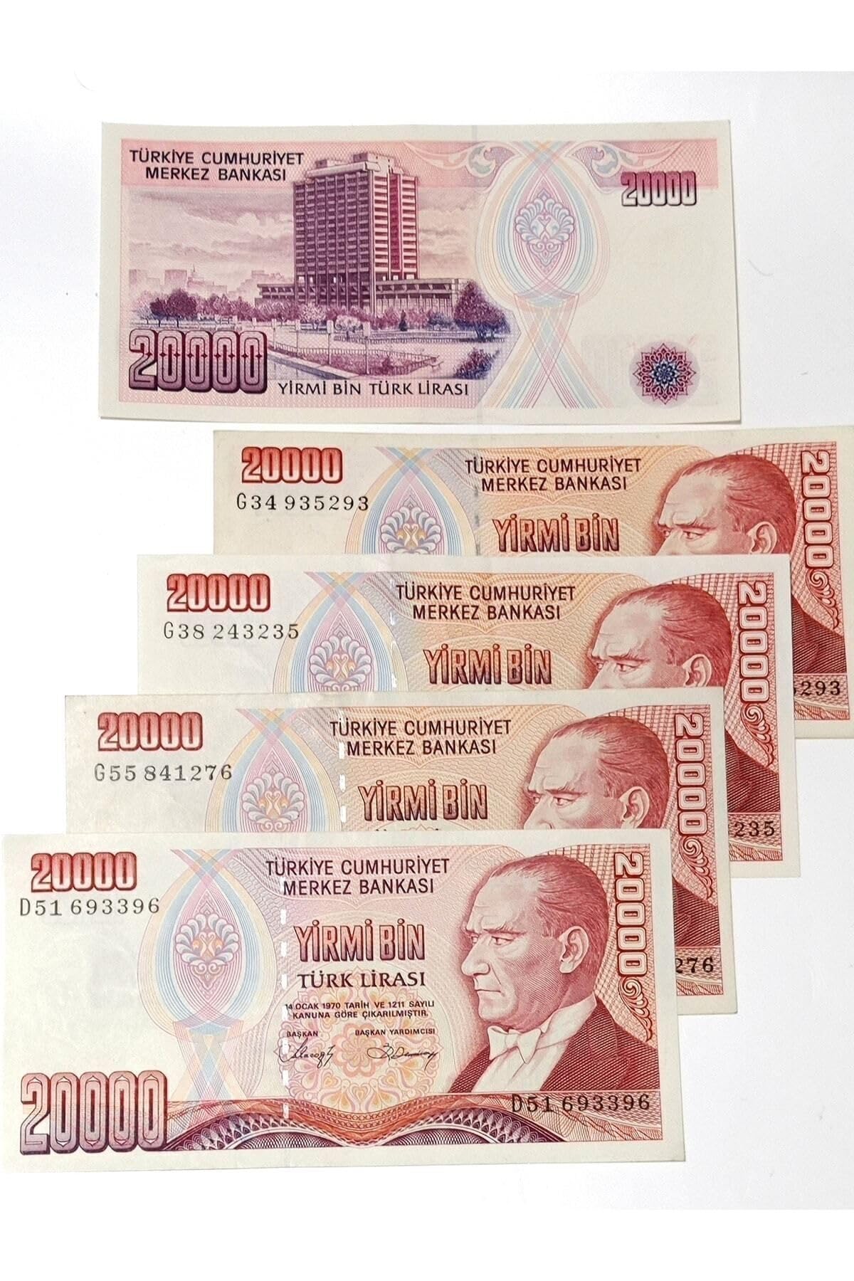 7. Emisyon 20.000 Türk Lirasi Hobi Eski Para. Koleksiyon Kağıt Para. Para Koleksiyonu.