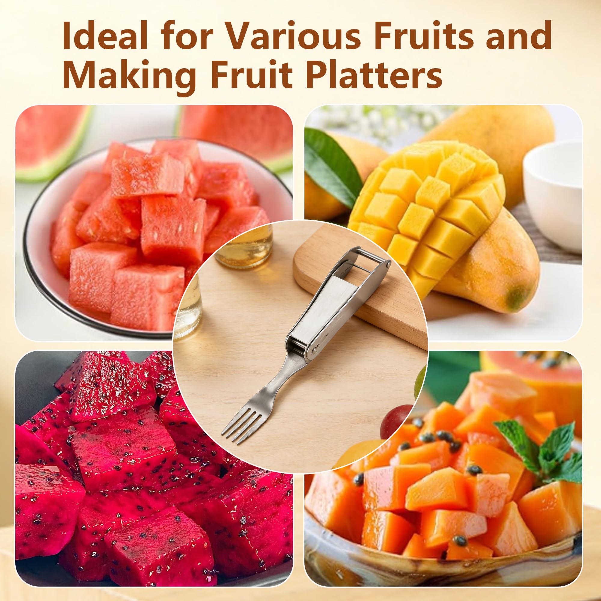 Watermelon Cutter, 2-in-1 Stainless Steel Fruit Cutter, Dual Head Watermelon Fork Slicer Tool, Summer Fruit Cutting Kitchen Gadget for Home(1PACK) — Amazon image 6