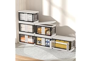 6 Pack - 34 Quarts Stackable Storage Bins with Lids and Wheels