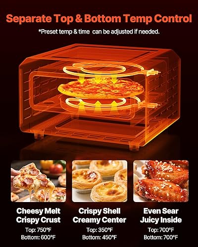 Miniatura 4 de VEVOR Horno eléctrico para pizza, máquina inteligente para hacer pizzas para interiores con 5 preajustes, olla de pizza de encimera de 12 pulgadas