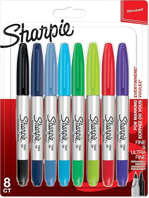 Sharpie Twin Tip Permanent Markers | Fine & Ultra-Fine Points | Assorted Colours | 8 Count