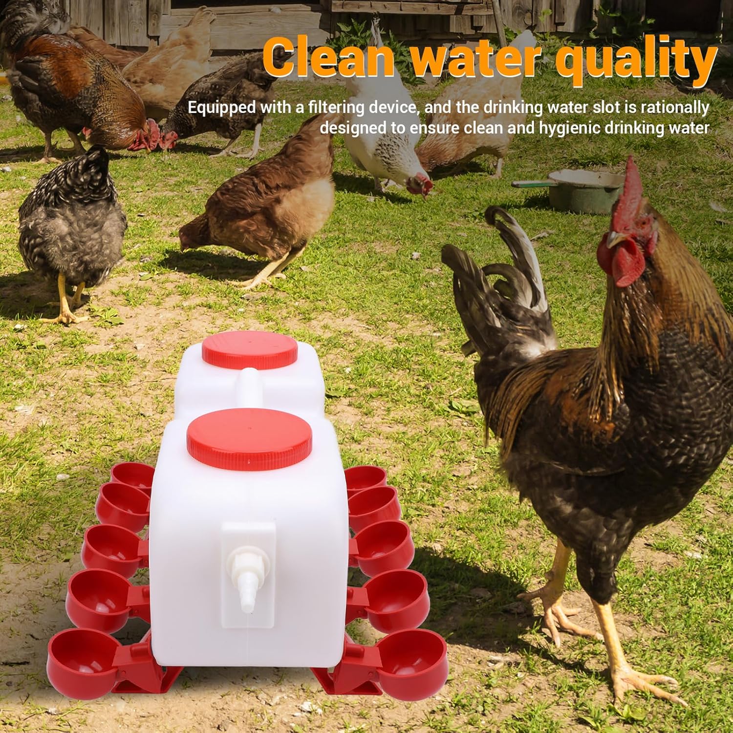 PerGar Poultry Waterer, Automatic Chicken Waterer, Duck Chicken Water Feeder, Anti Tipping Plastic Poultry Waterer for Chicks, Ducklings and Other Poultry