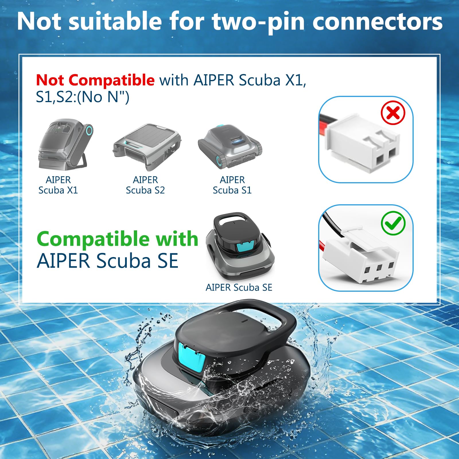 3000mAh Batería Repuesto Compatible con Scuba SE Poolrobot | 10.8V,32.4Wh Batería para Prolongar el Tiempo Trabajo del Robot Piscina
