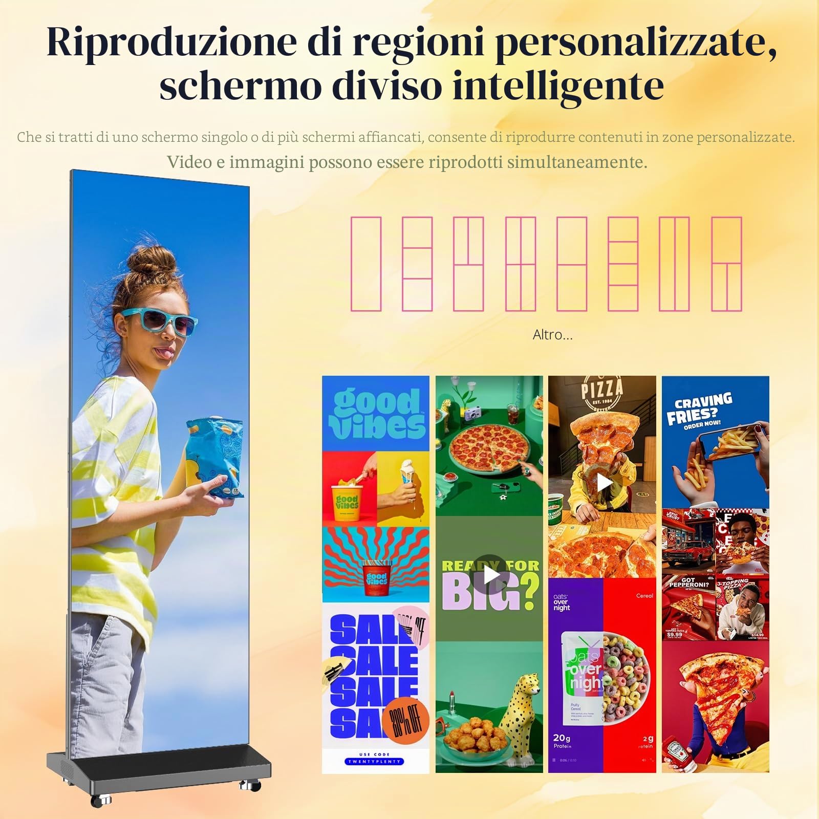 Poster LED P1.86 da 80", Schermo Componibile da Esposizione, Display Pubblicitario Seamless con App/WiFi e Flight Case per Fiere, Nero, 1 Pezzo
