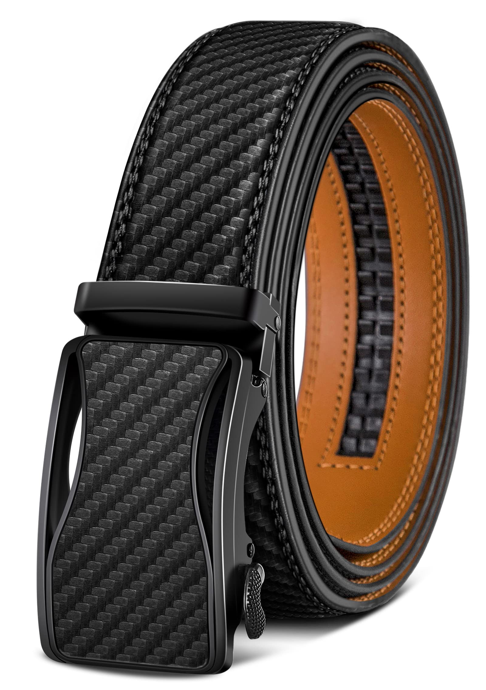 KEMISANT Cintura Uomo, Cintura Pelle Uomo Cricchetto Automatica Fibbia 35mm,Trim Regolabile per Adattars