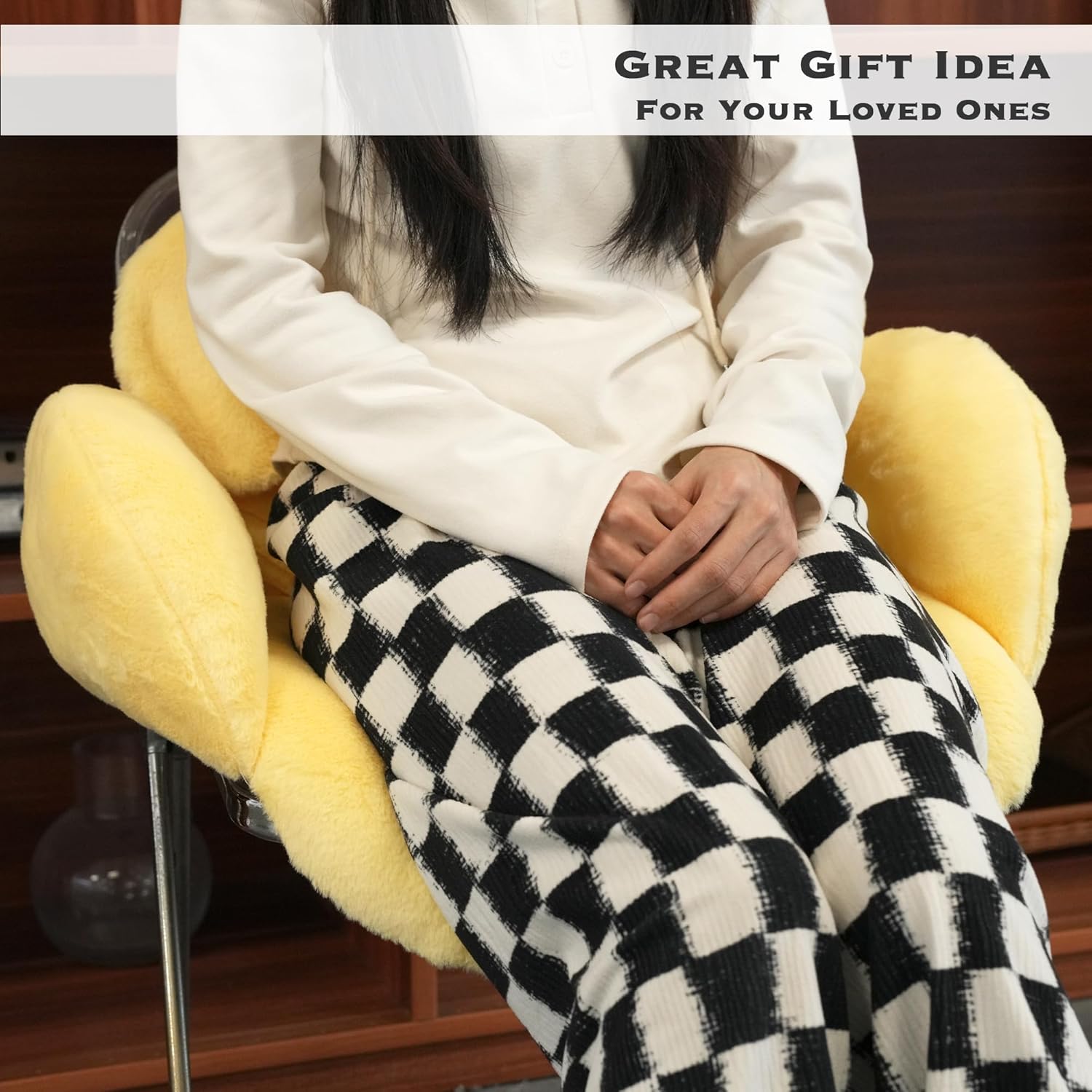 Juju Yellow Kawaii Cushion - Kawaii Room Decor - Seat Cushions for Office Chairs - Office Chair Cushions - Car Seat Cushion - Gaming Room Decor - Gaming Desk Accessories Floor Pillow (Yellow) - Image 6