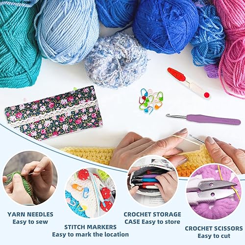 Miniatura 5 de WISYOK Ganchos de ganchillo de 14 tamaños  Juego de ganchos de ganchillo ergonómicos para manos artríticas, kit de ganchillo para adultos