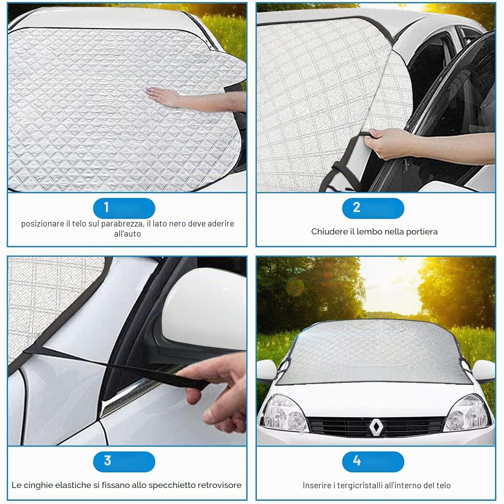 Parasole per parabrezza Anteriore Parasole Auto Parasole Protezione Parabrezza Protettore Anteriore Contro Parasole Resistente Ai raggi UV, Adatta per Auto, SUV, Camion, Accessori per Auto