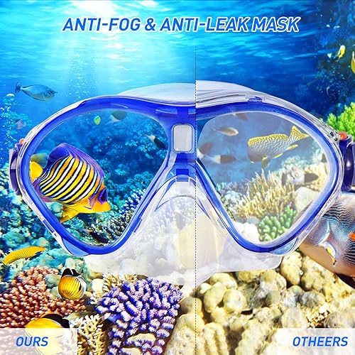 Miniatura 5 de KUYOU Kids Snorkel Set - Safe and Clear Underwater Adventure with Full Dry Top Snorkel Mask, Tempered Glass Goggles, and Anti-Fog Design Age 5-12