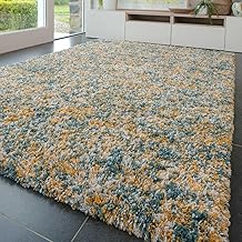 Ochre Fluffy Shaggy Shag Carpet Rug Affordable Yellow Supper Soft Teal Blue Cream Rugs Lounge Living Dining Room Area Bedroom Kitchen 160cm x 230cm