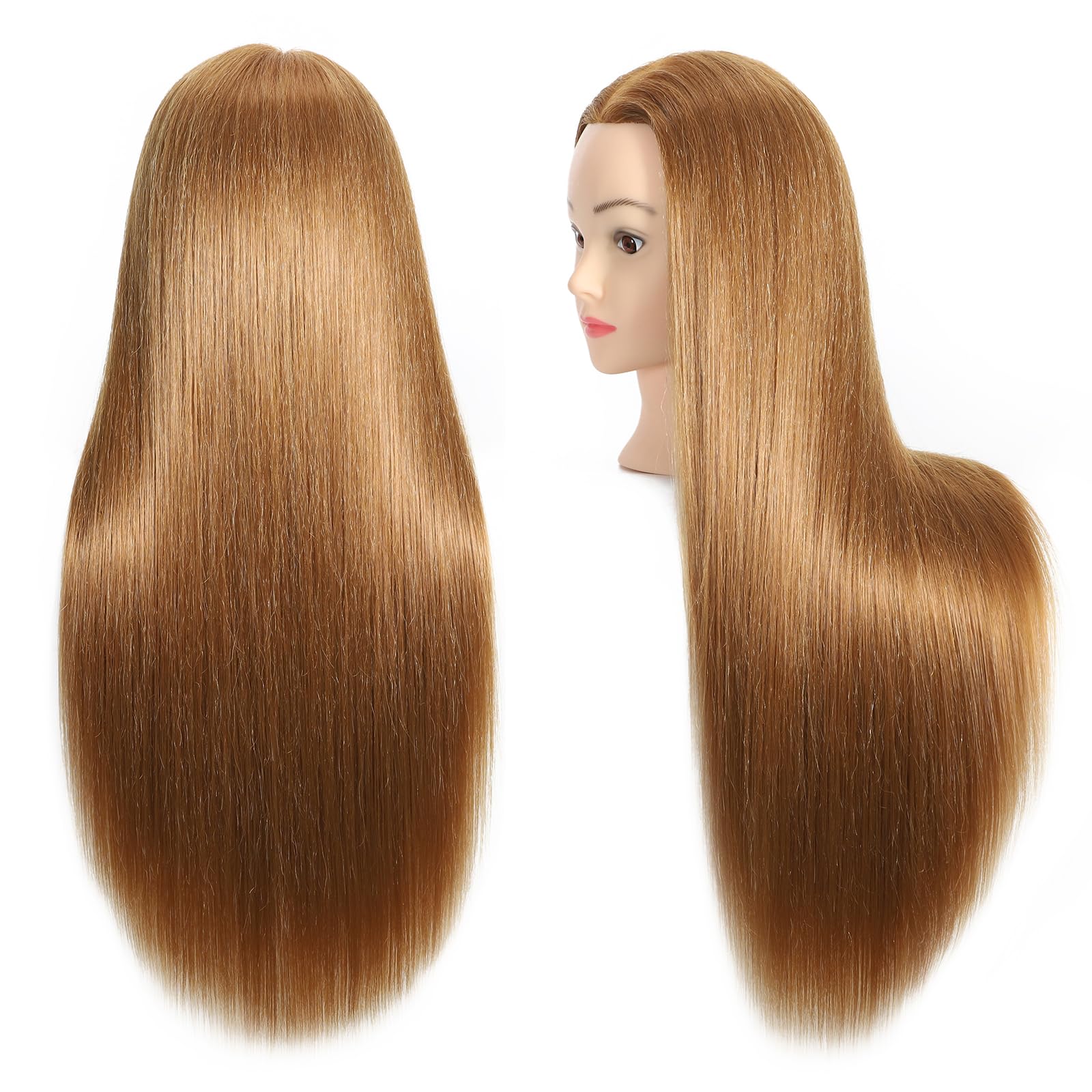Schaufensterpuppe Kopf 30% Echthaar 50-55cm Ausbildung Kopf Kosmetologie Manikin Puppe Kopf Praxis Kopf für Friseur mit kostenlosen Tischklemme