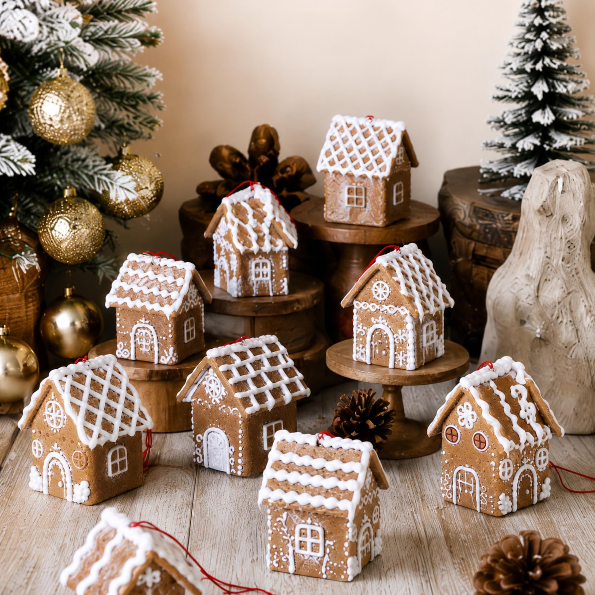 Funtery 12 decorazioni per la casa di pan di zenzero, stile glassa bianca