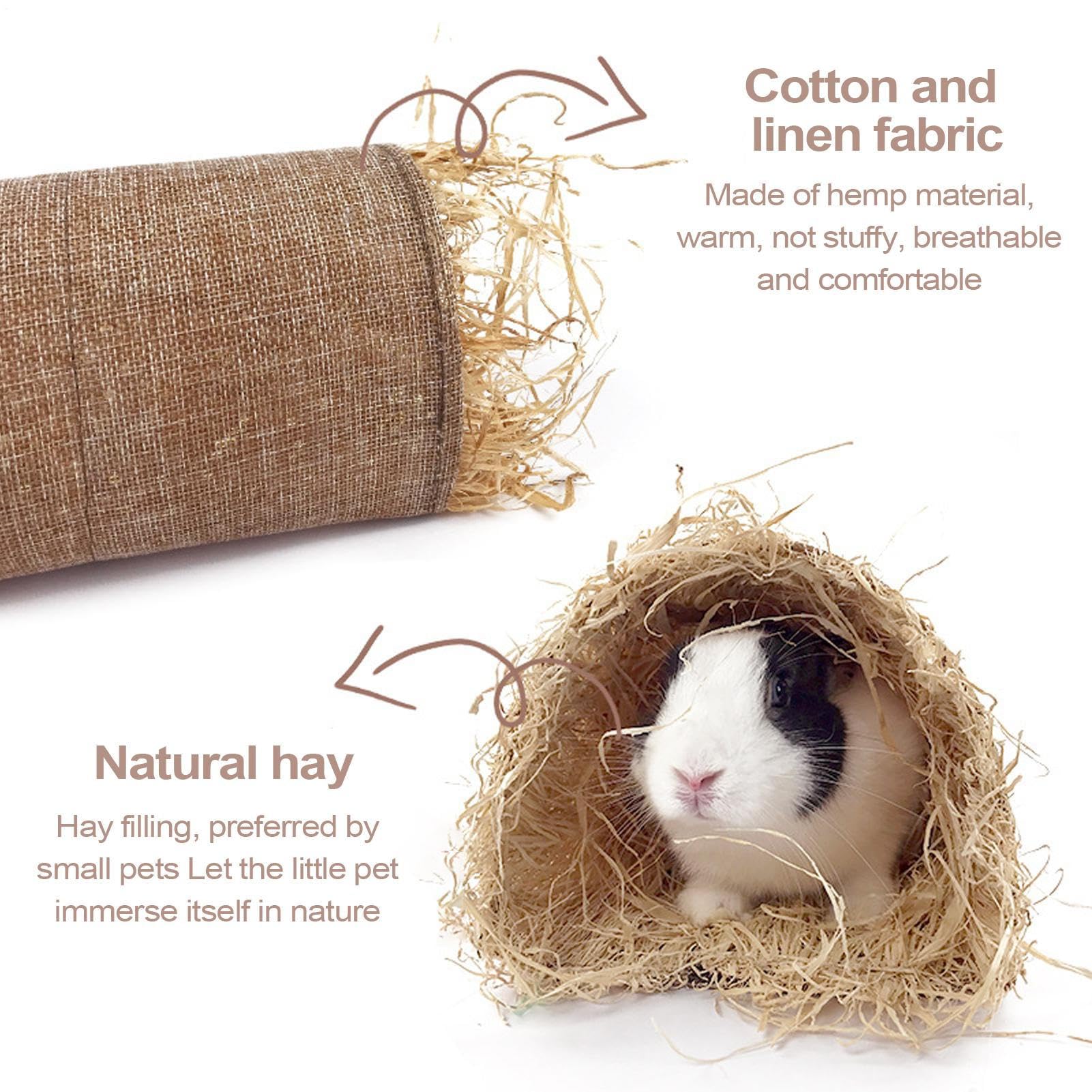 Rifugio per Conigli | Giocattolo Tunnel Naturale Sicuro - Tunnel di Gioco Intrecciato e Cuccia Accogliente per Animali Domestici in Casa e all'Aperto