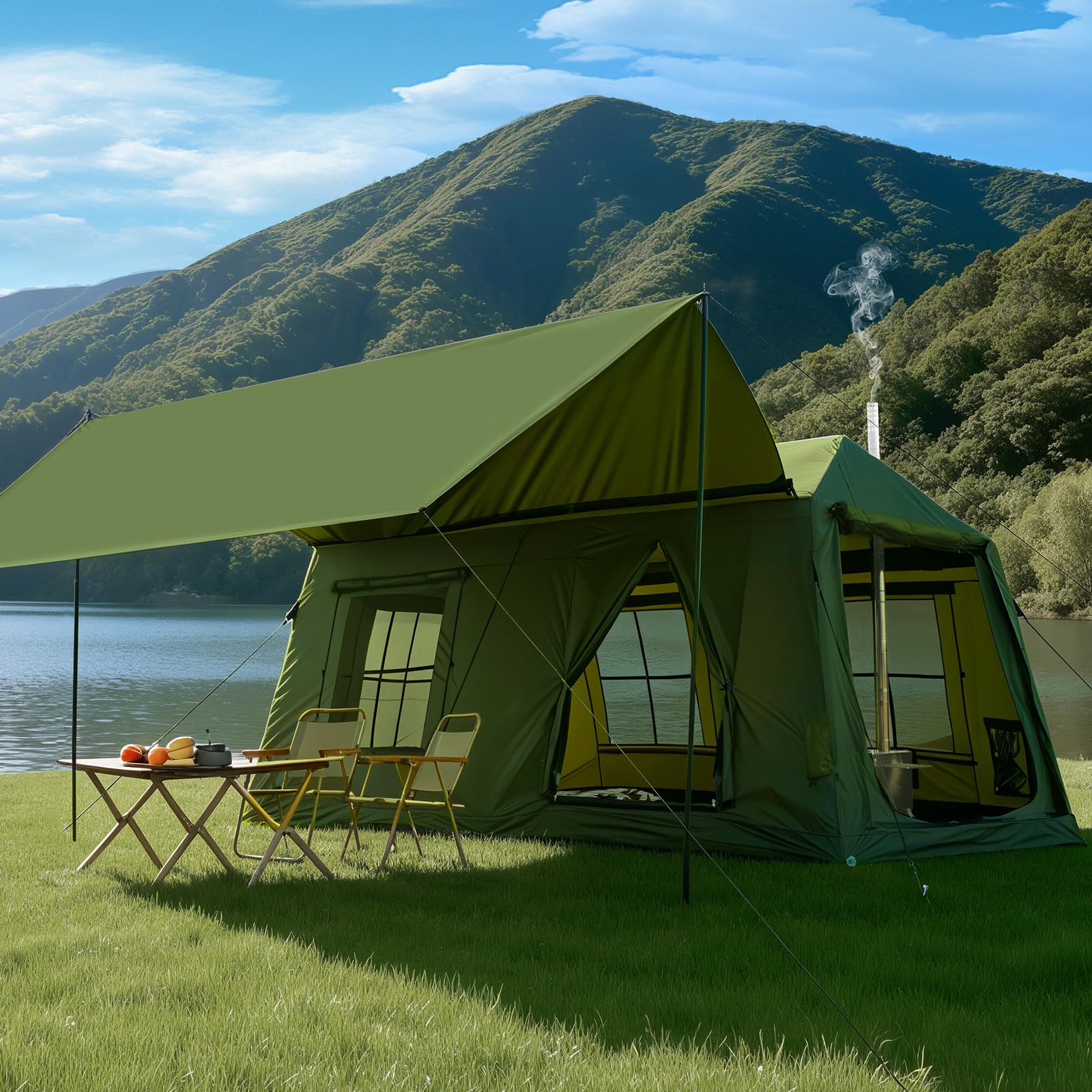 Inflatable Tent, Easy Setup 4/6/8/10/12 Person Blow Up Tent with Hand Pump