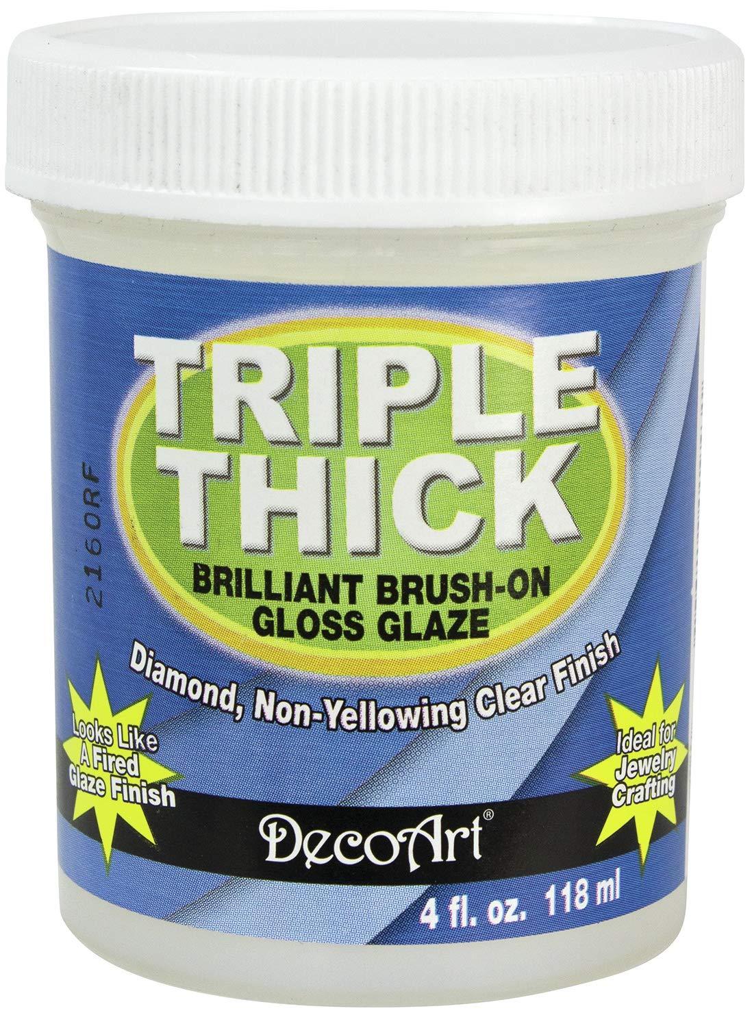 DecoArt Triple Thick Gloss Glaze, White 4 oz Fl Jar (Pack of 1) 268333