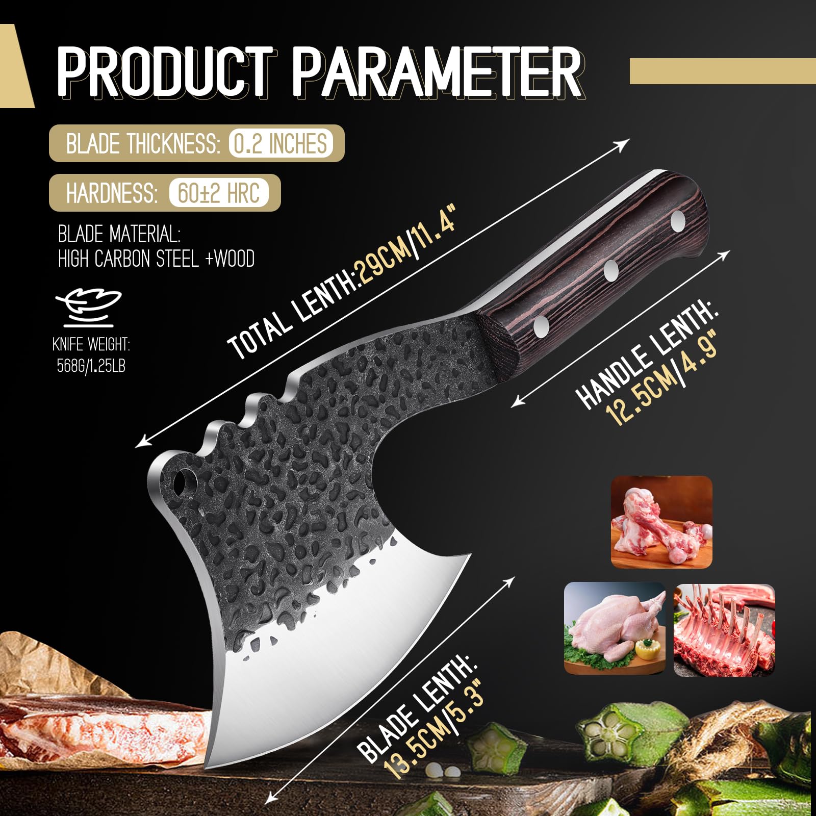 Golden Bird Mannaia giapponese per il taglio di ossa e carne Coltello da cuoco full tang affilato Coltello professionale per esterni Coltello da cucina