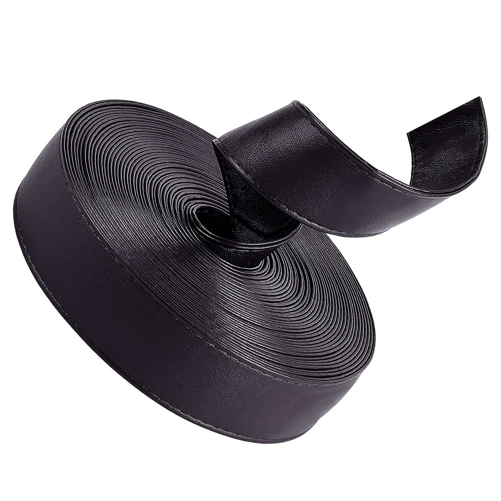 GORGECRAFT 5M Long Double Sided Leather Strips 30MM Wide Shoulder Bag Leather Strap Roll Black Smooth Leather String Flat Cord for Diy Crafts Clothing Making Handles Pet Collars Traction Ropes Belt