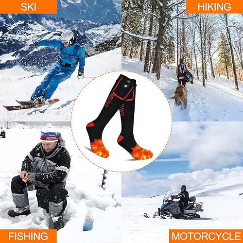 Miniatura 7 de Calcetines calefactados para mujeres y hombres, calcetines recargables de 7.4 V, lavables, calentadores de pies eléctricos, calcetines Coolmax para