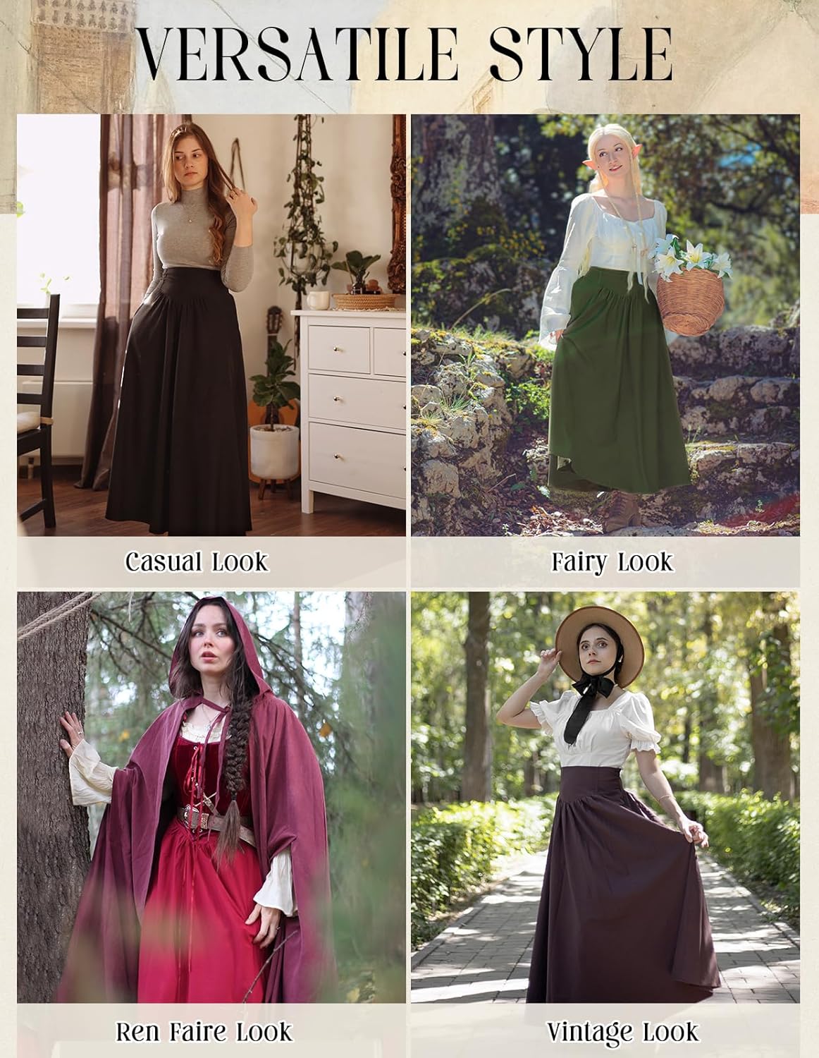 Scarlet Darkness Women Renaissance Maxi Skirt Flowy Long Skirts Victorian High Waisted Skirt - Image 6