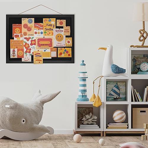 Miniatura 4 de Tablero de anuncios de corcho negro de 16.7 x 11 pulgadas, paquete de 2 tableros de corcho pequeños con marco para paredes, bonito tablero de visión