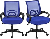 Vista 15 de Yaheetech Silla de oficina con respaldo medio, silla de escritorio giratoria con soporte lumbar, silla de malla ergonómica para computadora de Negro