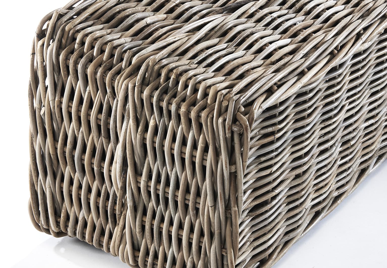 Kobolo Blumenbank LALE eckiger Pflanzkorb aus Rattan 71x37x35 cm Grau