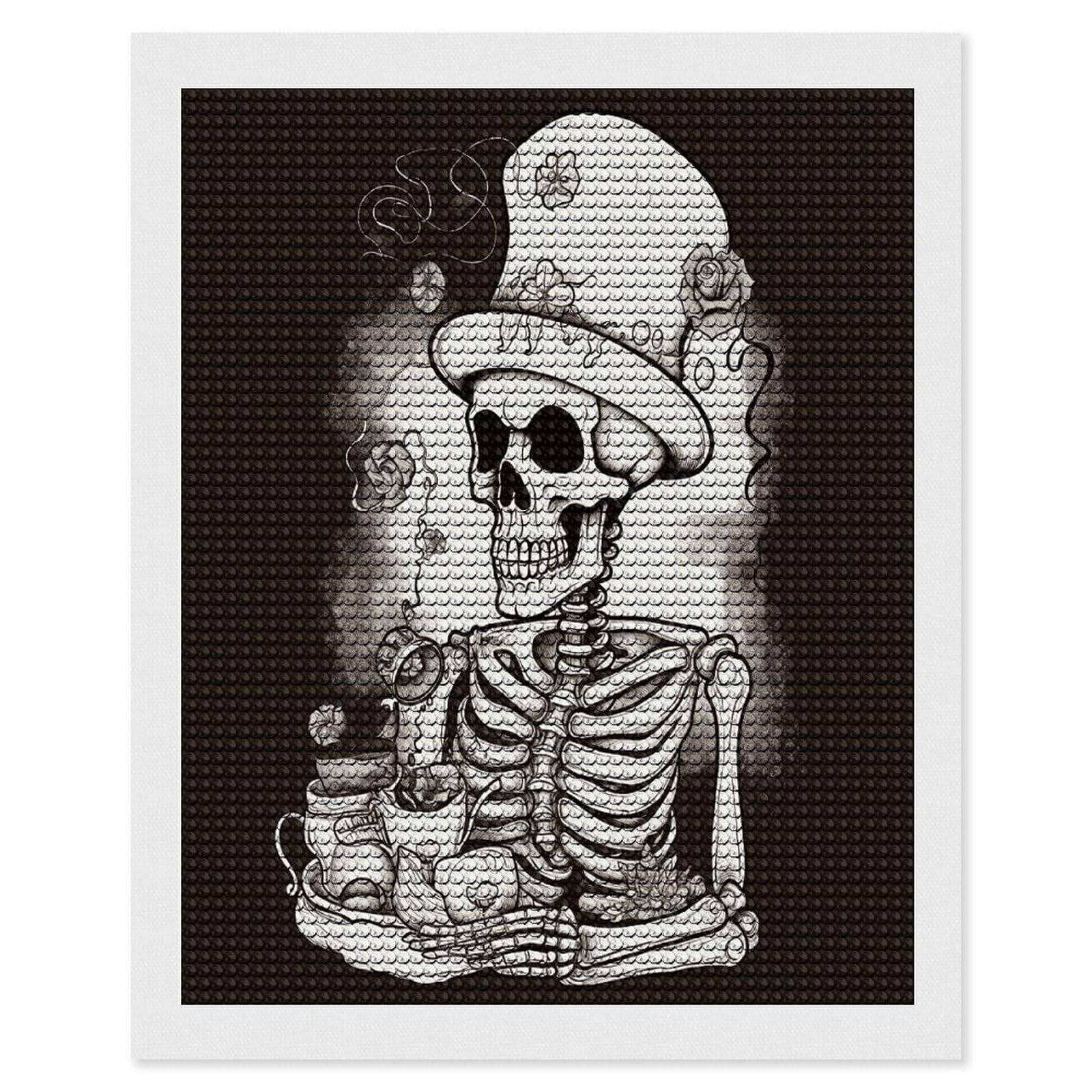 LDGSUPH Skeleton Chef Diamond Painting Kits for Adults Paint with Diamond Pictures Art DIY Full Drill Diamond Dots Painting Personalized Diamond Photo for Home Wall Decor Gift 16"x20"