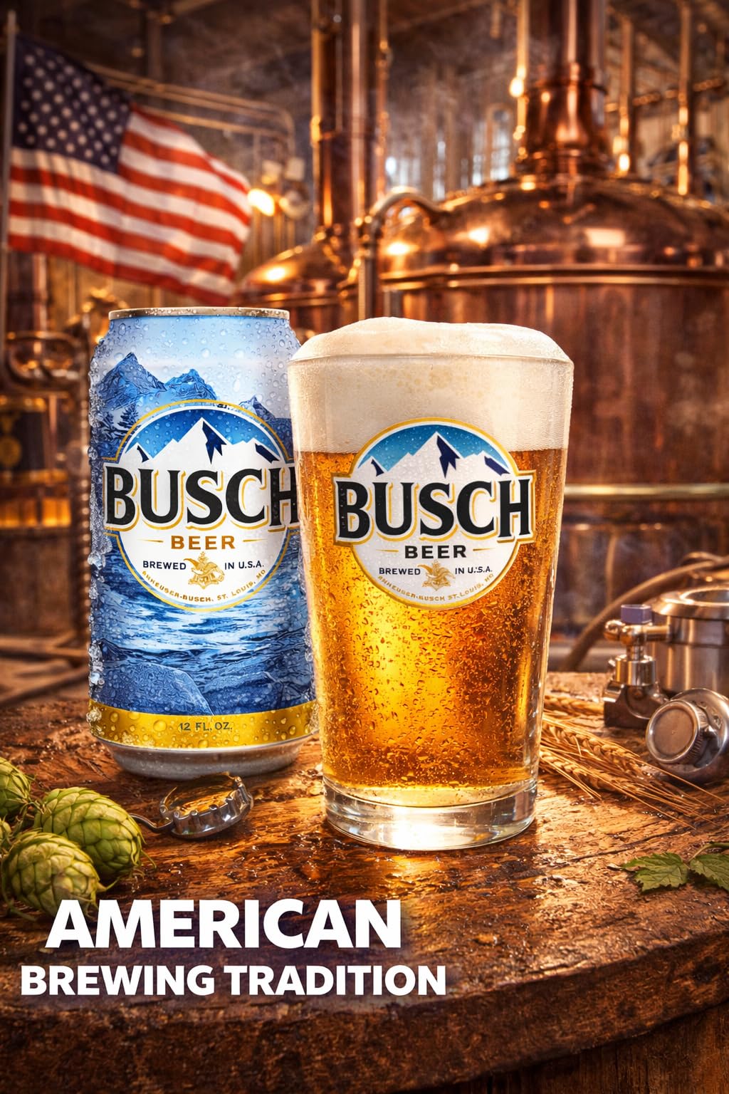 Busch Bier Klassisches Lager 355ml – 24 Dosen Direktimport USA – Amerikanisches Lager Bier – Original US Beer 24er Pack