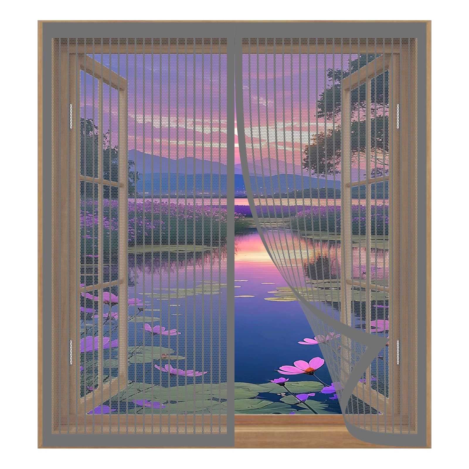 Yuanwan Grey Fly Screens For Window 99 X 129 Cm Easy Installation No Drilling Or Screwing Powerful Magnets For Windows Nets To Keep Bugs Out,