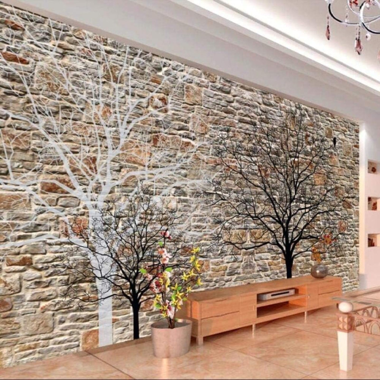 Papel pintado premium de seda XLMING con relieve visual 3D abstracto para comedores modernos