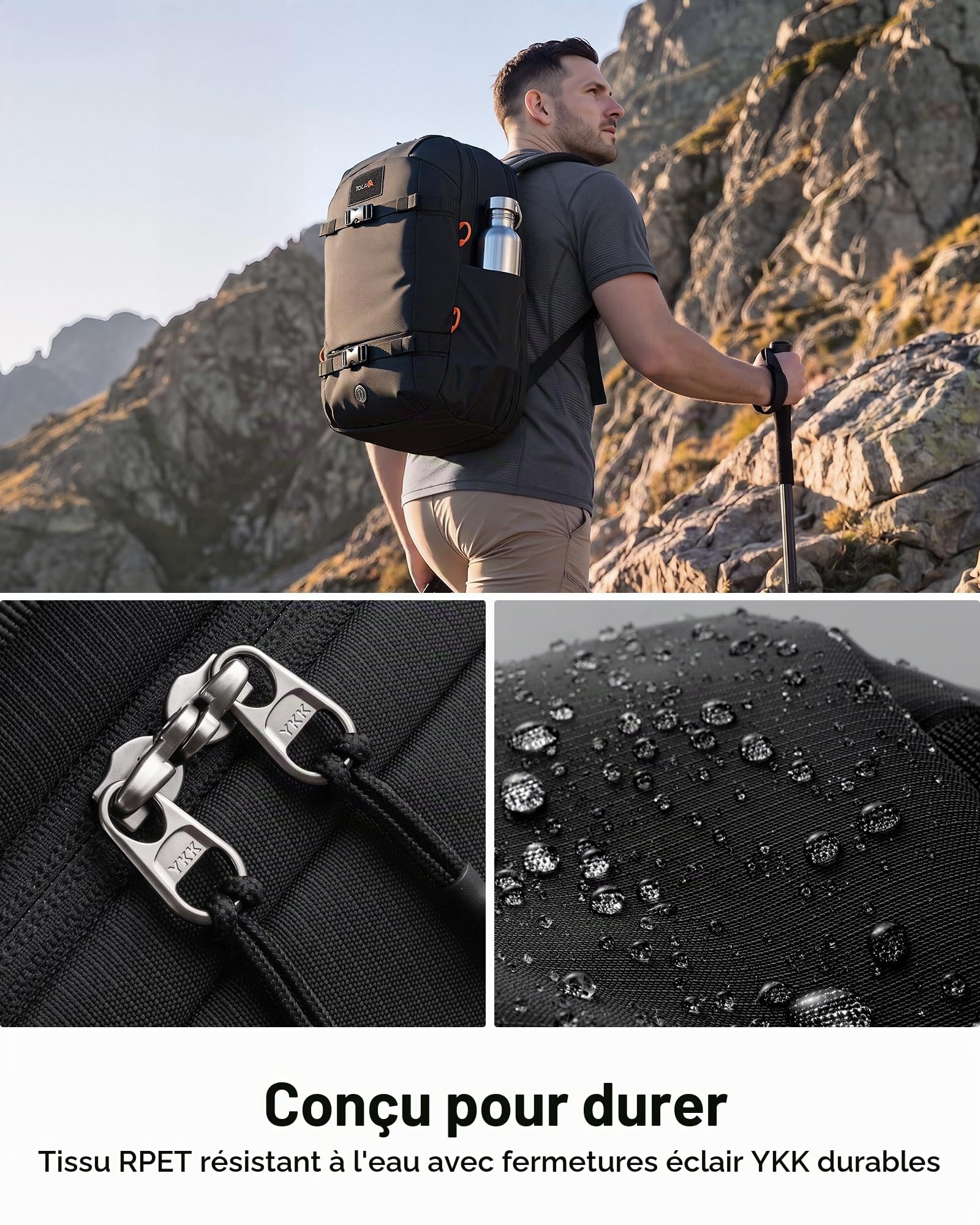 Tolaccea Sac à Dos Ordinateur Portable 30L, 15,6", Voyage et Bagage Cabine