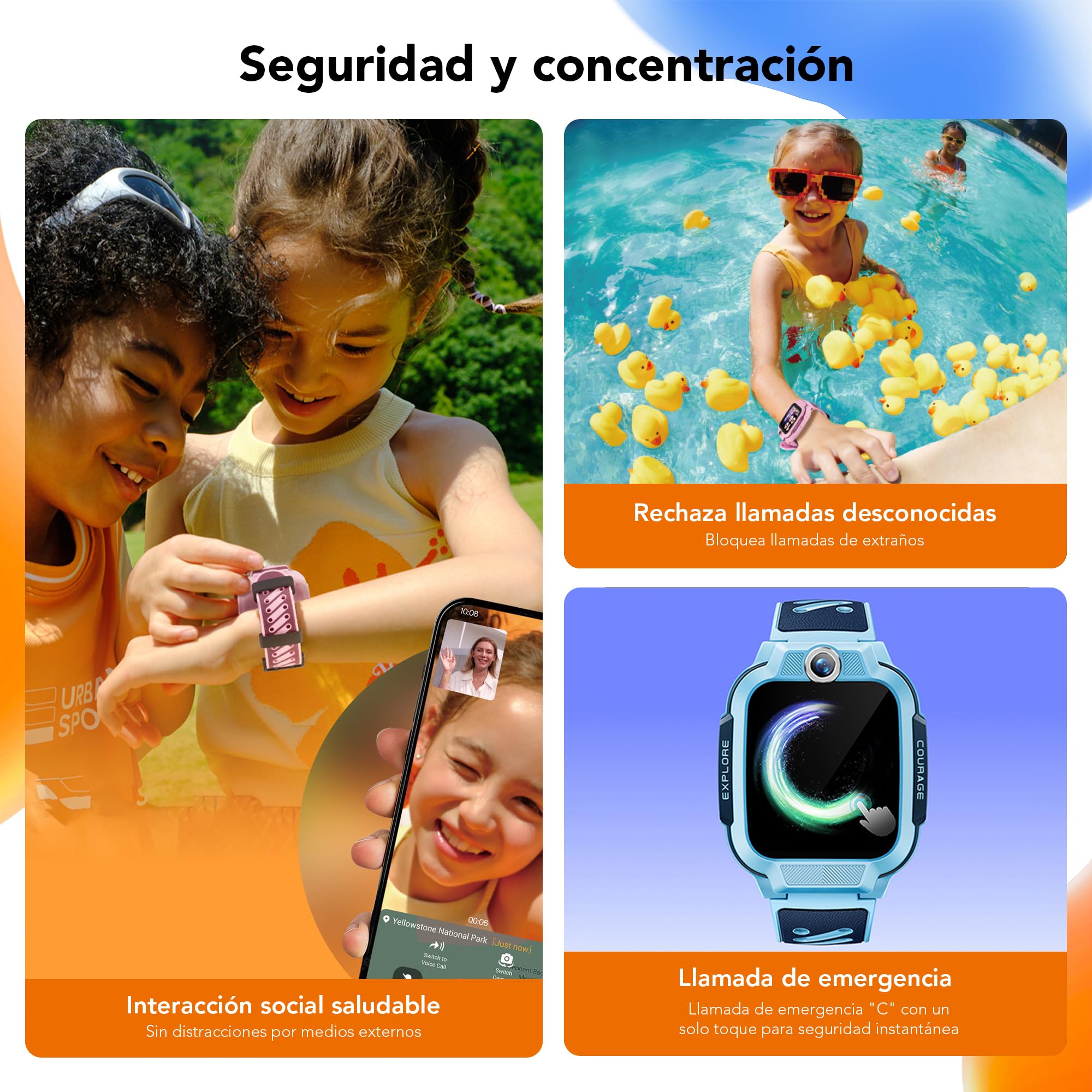imoo Z3 Reloj Inteligente Niño, Kids Smartwatch con GPS Mundial, SOS, Control Parental, IP68, Modo Colegio, Video Llamadas HD, Voz, Chat, Pantalla1.5, 8GB, Vib, SIM, Reloj Niños Localizador