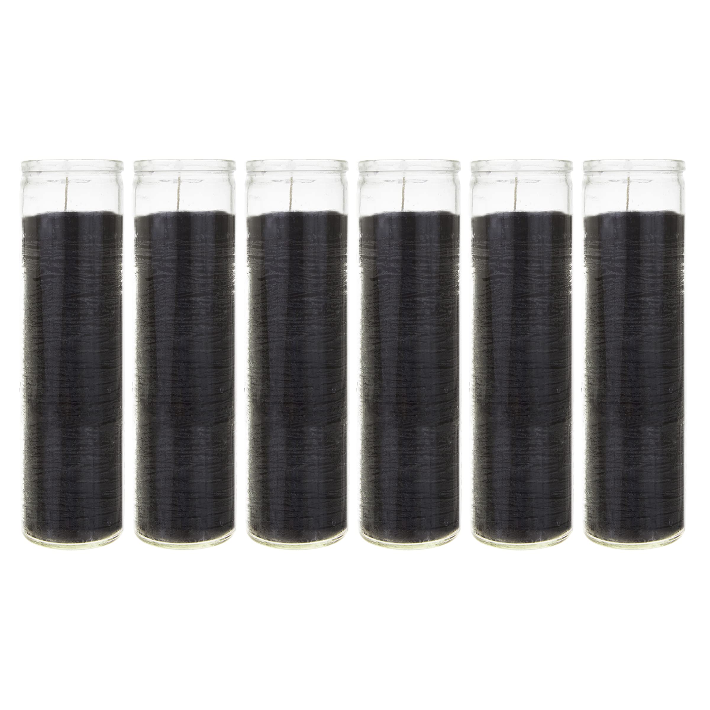 Mega Candles6 pcs Unscented Black 7 Day Devotional Prayer Glass Container Candle, Premium Wax Candles 2 Inch x 8 Inch, Great for Sanctuary, Vigils, Prayers, Blessing, Religious & More