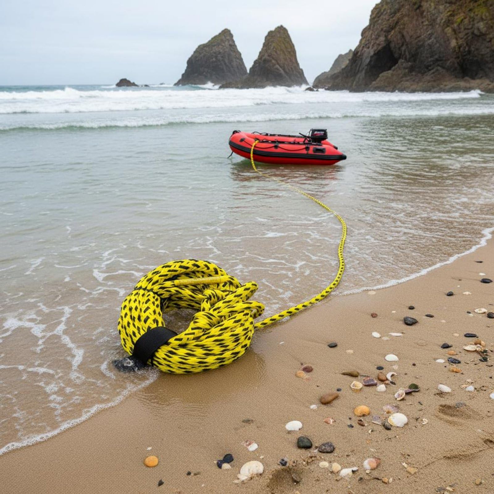 Homyl Towing Rope Intrecciato 16 Fili con Galleggianti e Ganci | in Acciaio Inox Resistente per Uso in Acqua Dolce e Salata, Adatto per Traino Ciambelle Barca, Sport Estivi