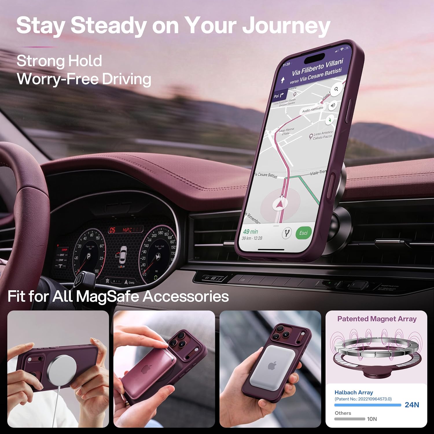 CASEKOO Burgundy for iPhone 18 Pro Max Case with 360 Spin Magnetic Stand
