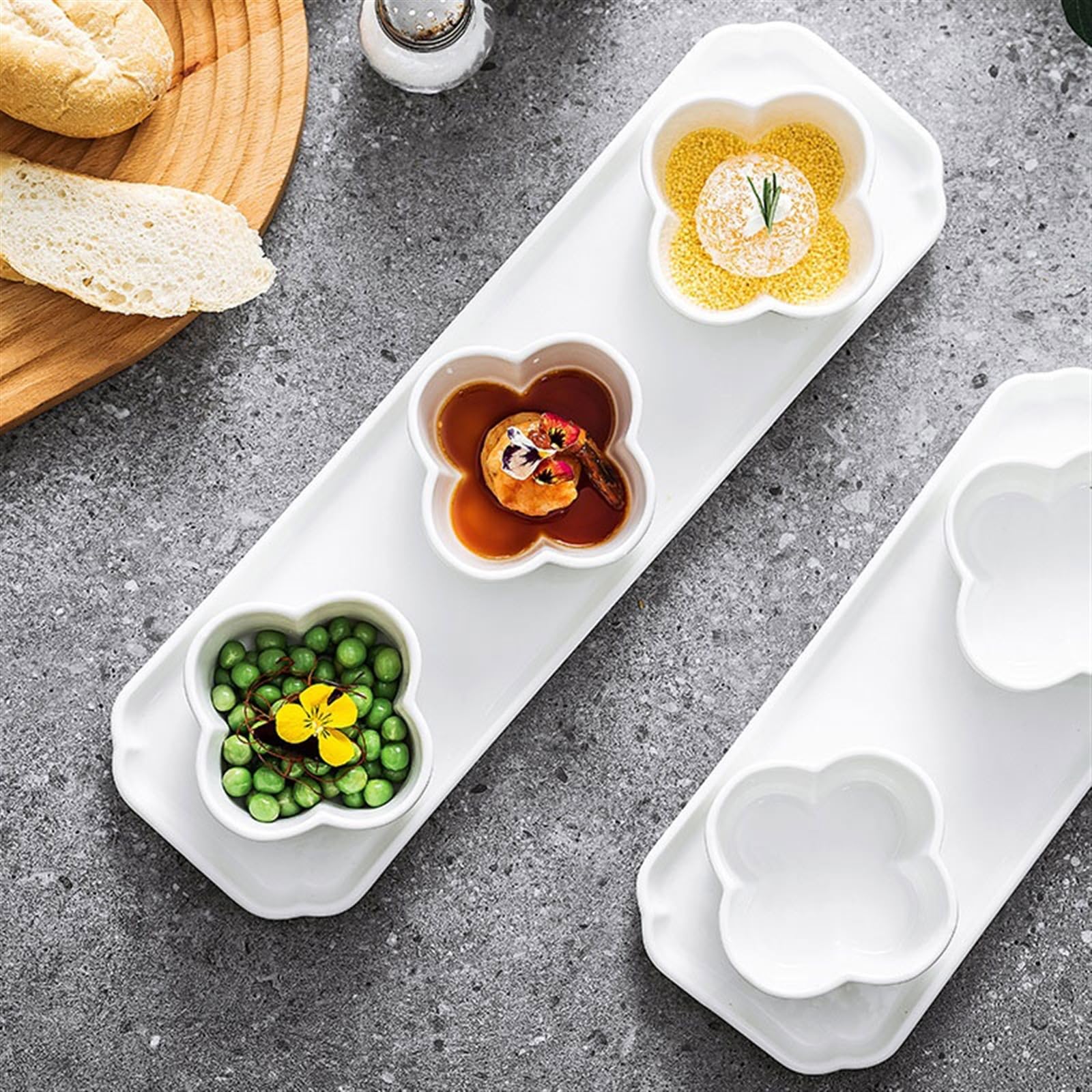 Keramik-Soßenschälchen Blue And Amber Ceramic Compartment Plate For Sauce Dipping Snacks Seasoning Dried Fruit(A)
