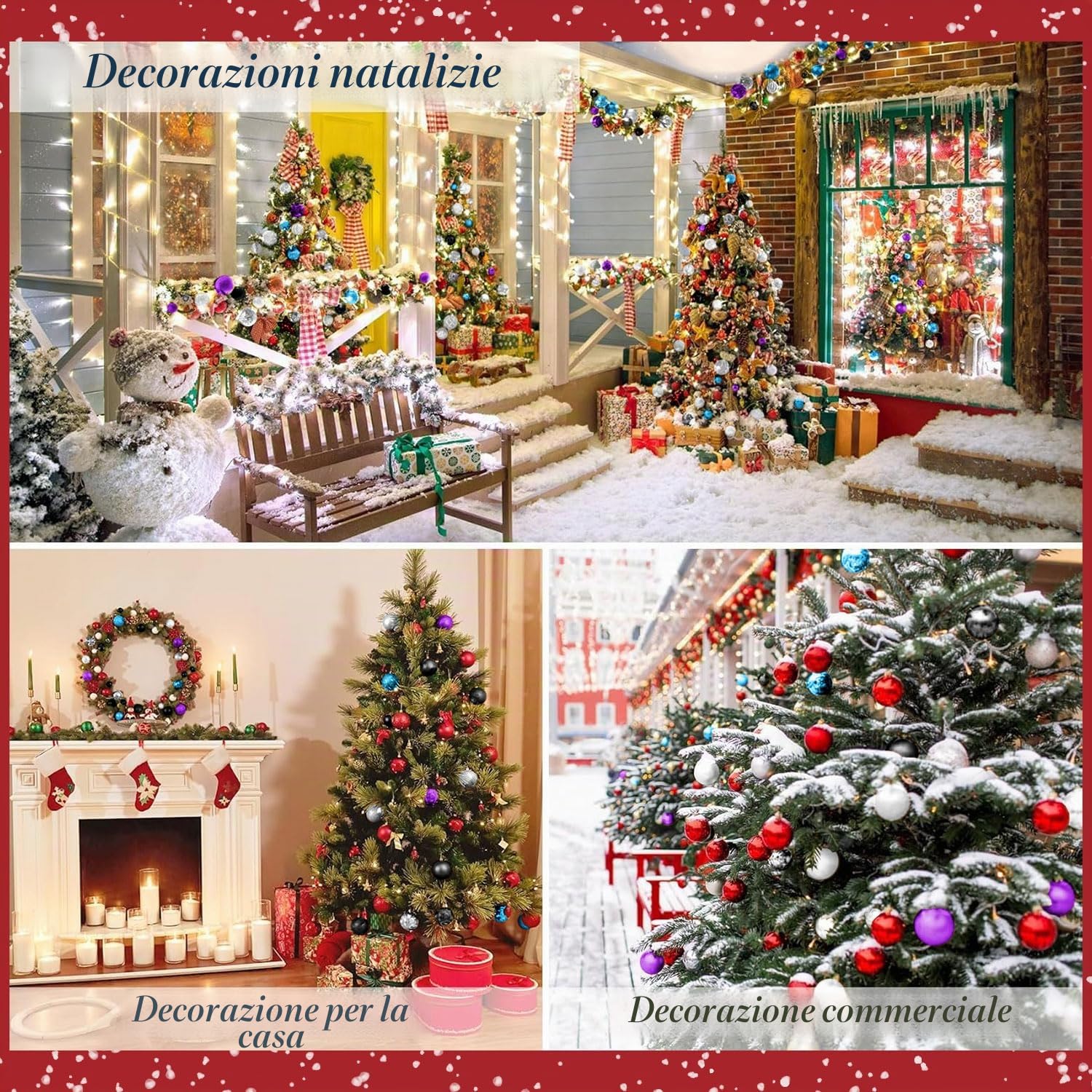 Taeku Palline di Natale Set, 100Pcs Plastica Addobbi Natalizi Palline Decorative Infrangibili Baubles di Natale con Ganci per Feste di Matrimoni e Natale (Nero)