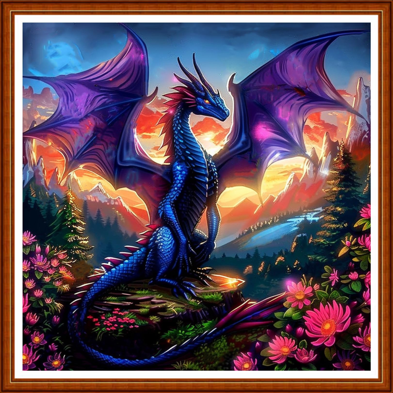 Joyhoor Stamped Cross Stitch Kits for Beginners Needlepoint Kits for Adults Embroidery Kits 11CT Counted Cross Stitch Kits Printed Embroidery Pattern- Forest Pterosaur 18x18 inchs