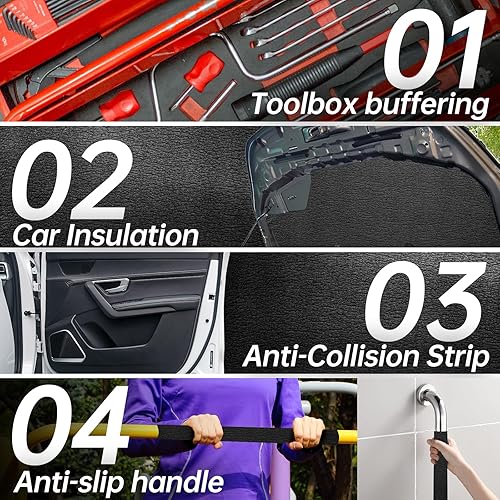 Miniatura 5 de Paquete de 2 paneles de espuma acústica de célula cerrada autoadhesiva de alta densidad, 11.6 pies cuadrados x 0.4 pulgadas de grosor, acolchado a