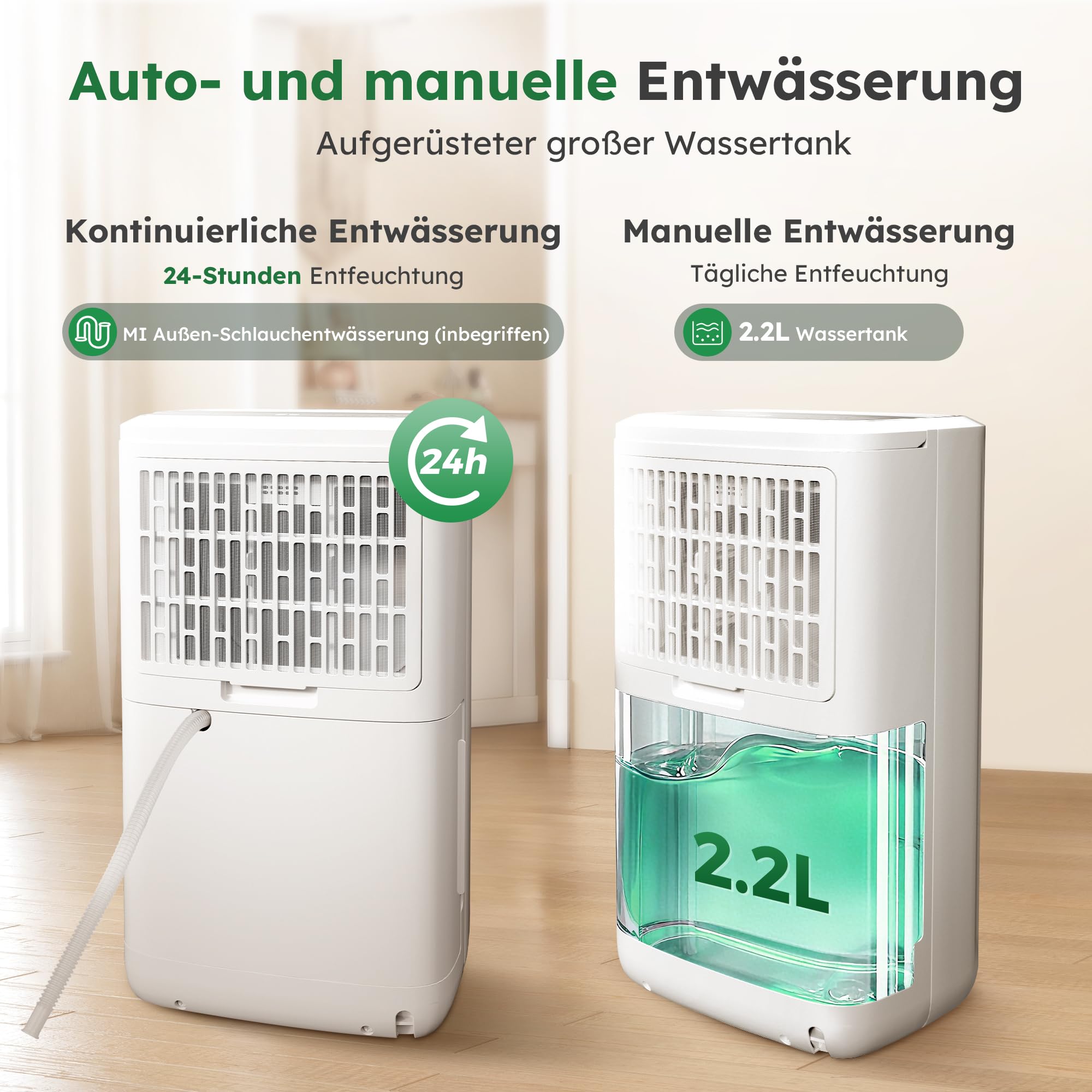 Luftentfeuchter Elektrisch 12L, 122m³,Entfeuchter Elektrisch | Keller 36dB Leiser Raumentfeuchter, 3 Modi, Wäschetrockner & 24h Timer, für Schlafzimmer & Bad