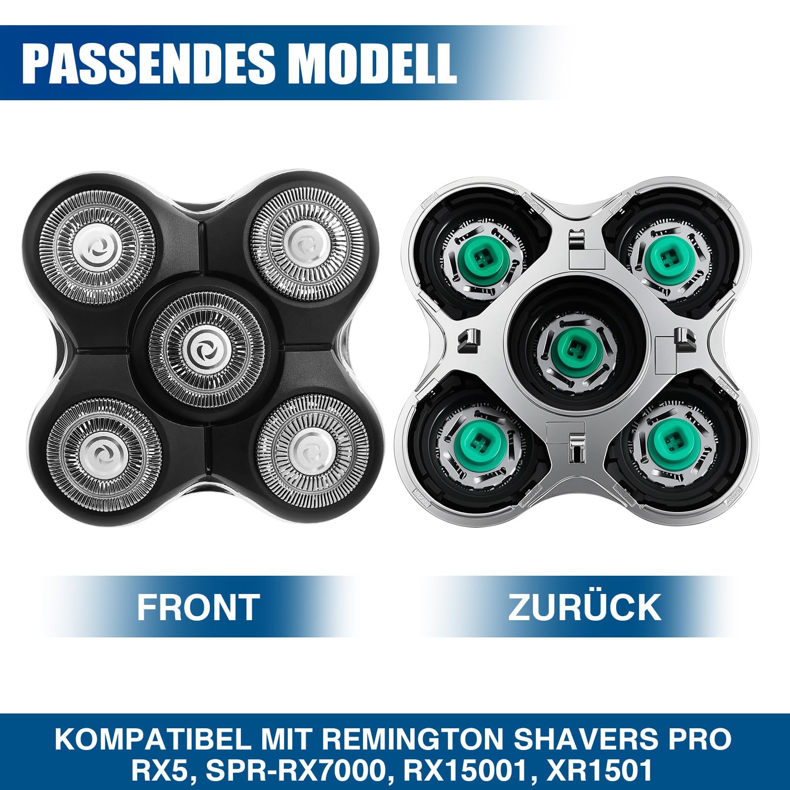 RX5 Ersatzköpfe kompatibel mit Remington Balder Pro XR7000/XR1500/XR1501 | 2er-Pack RX5 Ersatzköpfe kompatibel mit Remington Balder Pro RX7 / XR1600 geeignet – Geschenk für Männer