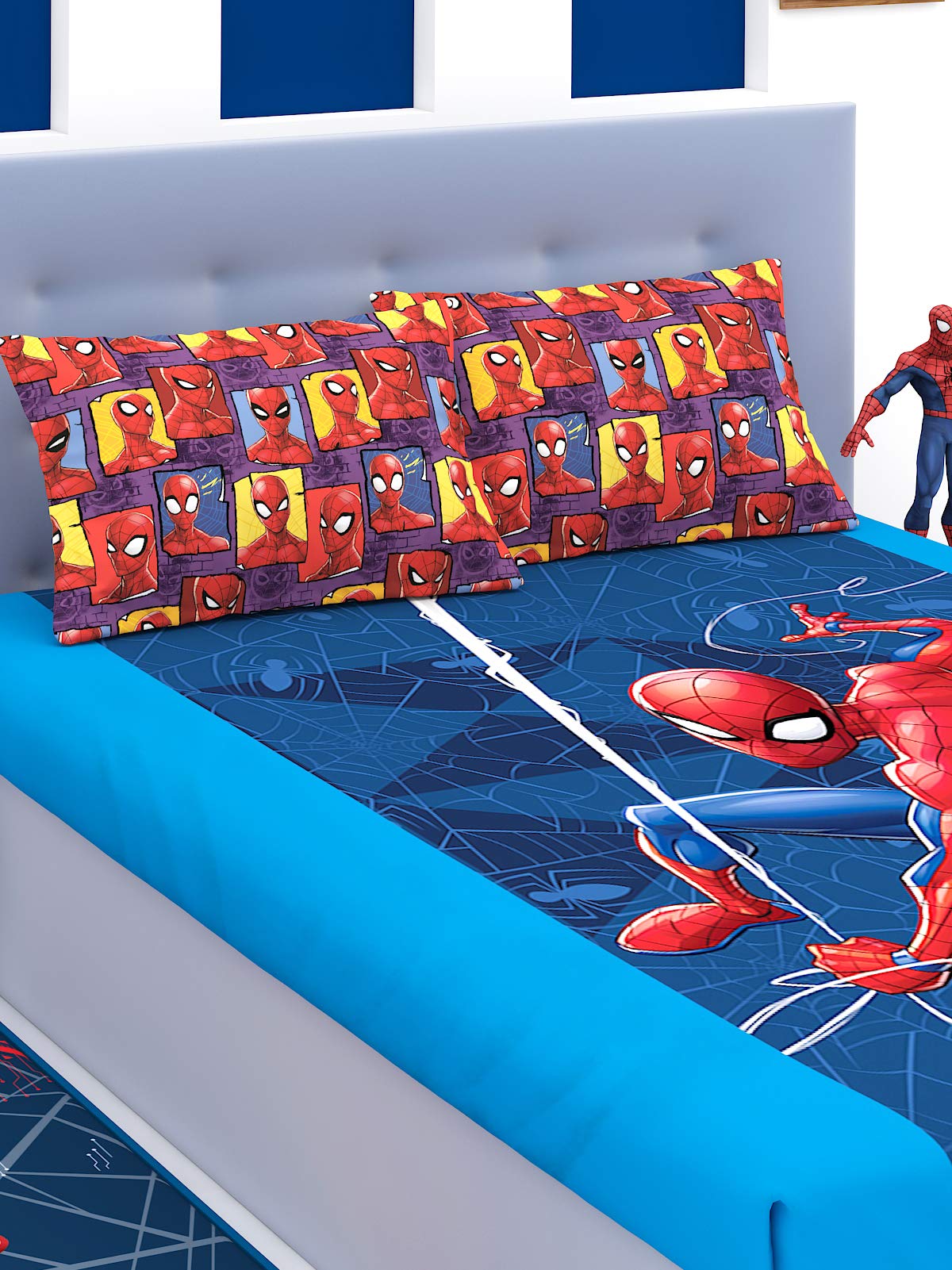 Athom Trendz Marvel Spiderman Cotton Double Bedsheet 270 x 270 cm
